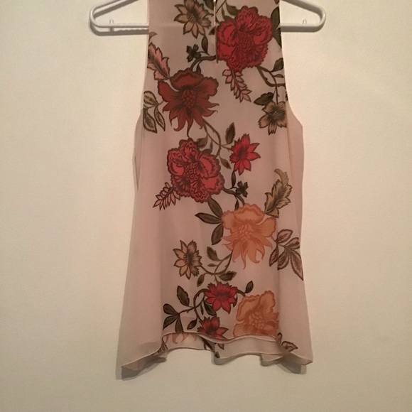 Vince Camaro Sleeveless Jewel Neck Chiffon Blouse Floral - Picture 4 of 5